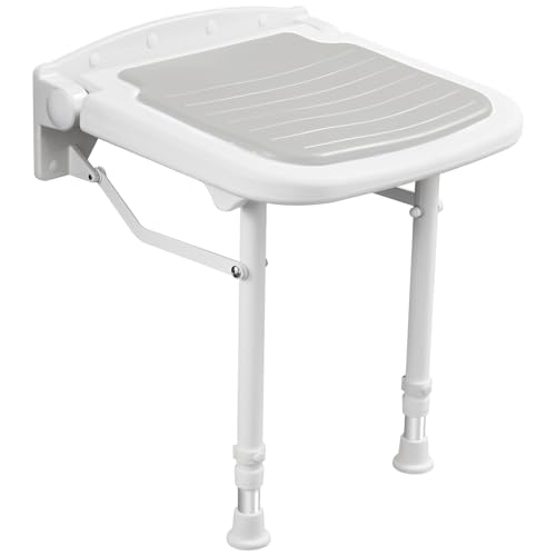 Caredear Wall Mounted Shower Seats Support 550lbs Adjustable Height Fold Down Shower Seat Wall Mounted Folding Shower Bench Wall Mounted for ElderlyAdultsPregnantsSeniorsDisabled - Image 2