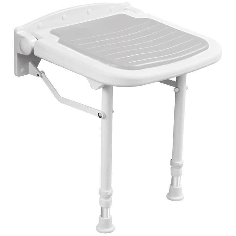 Caredear Wall Mounted Shower Seats Support 550lbs Adjustable Height Fold Down Shower Seat Wall Mounted Folding Shower Bench Wall Mounted for ElderlyAdultsPregnantsSeniorsDisabled - Image 3