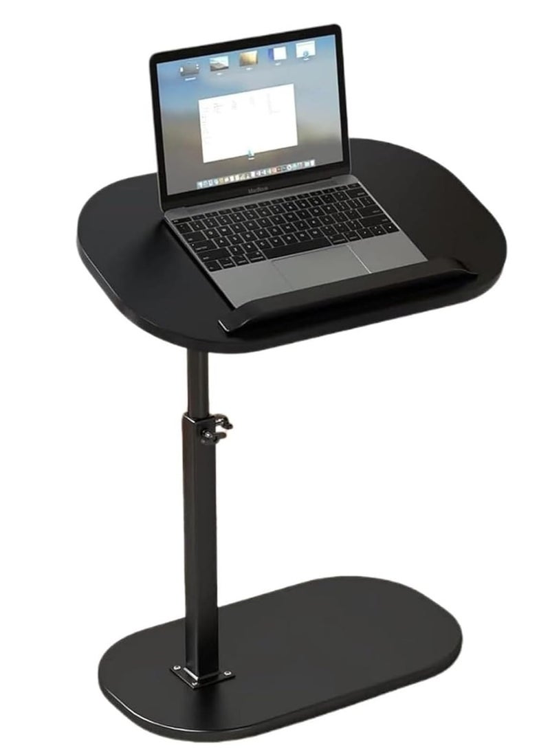 OHAHO Sofa Couch Arm Table Tv Tray Small Bed Stand C Shaped Side End Tables Desktop can Turn 360° and The Height of The Sofa Side Table can be Adjusted for Small Spaces Living Room Bedroom Bedside  Black - Image 1