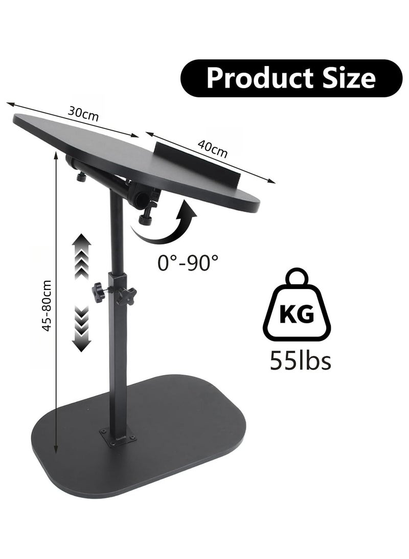 OHAHO Sofa Couch Arm Table Tv Tray Small Bed Stand C Shaped Side End Tables Desktop can Turn 360° and The Height of The Sofa Side Table can be Adjusted for Small Spaces Living Room Bedroom Bedside  Black - Image 3