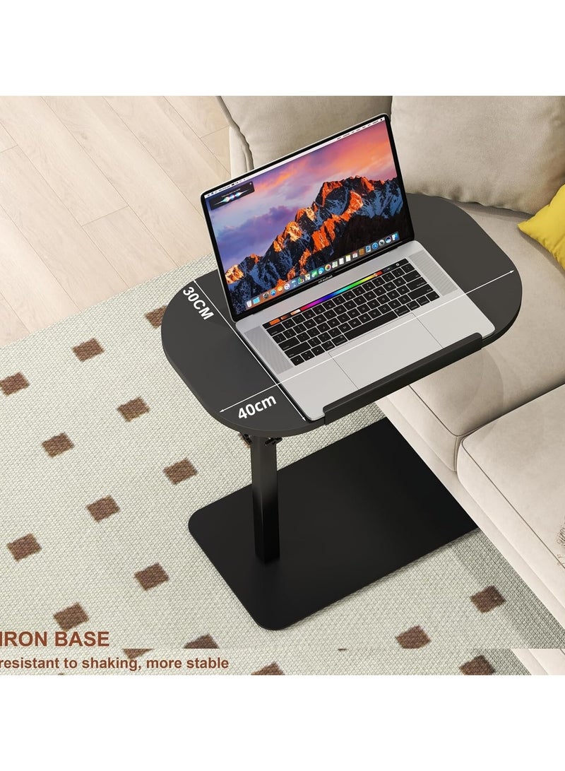 OHAHO Sofa Couch Arm Table Tv Tray Small Bed Stand C Shaped Side End Tables Desktop can Turn 360° and The Height of The Sofa Side Table can be Adjusted for Small Spaces Living Room Bedroom Bedside  Black - Image 4