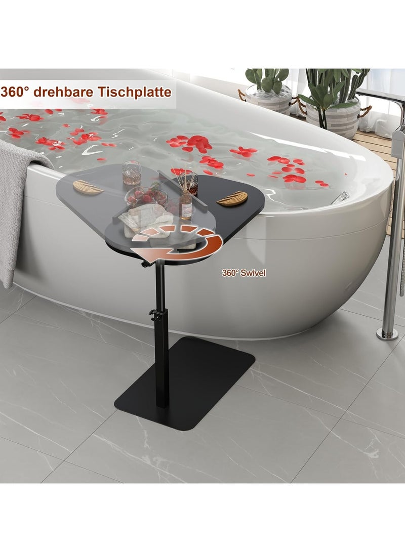 OHAHO Sofa Couch Arm Table Tv Tray Small Bed Stand C Shaped Side End Tables Desktop can Turn 360° and The Height of The Sofa Side Table can be Adjusted for Small Spaces Living Room Bedroom Bedside  Black - Image 5