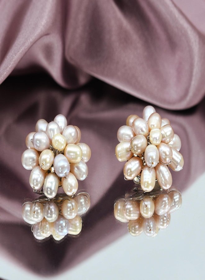 ايرافيدا أقراط مشبك على شكل زهرة وردية مرصعة بلؤلؤ المياه العذبة المستزرع من إيرافيدا | مجوهرات يدوية أنيقة للنساء | أقراط مميزة - Image 2