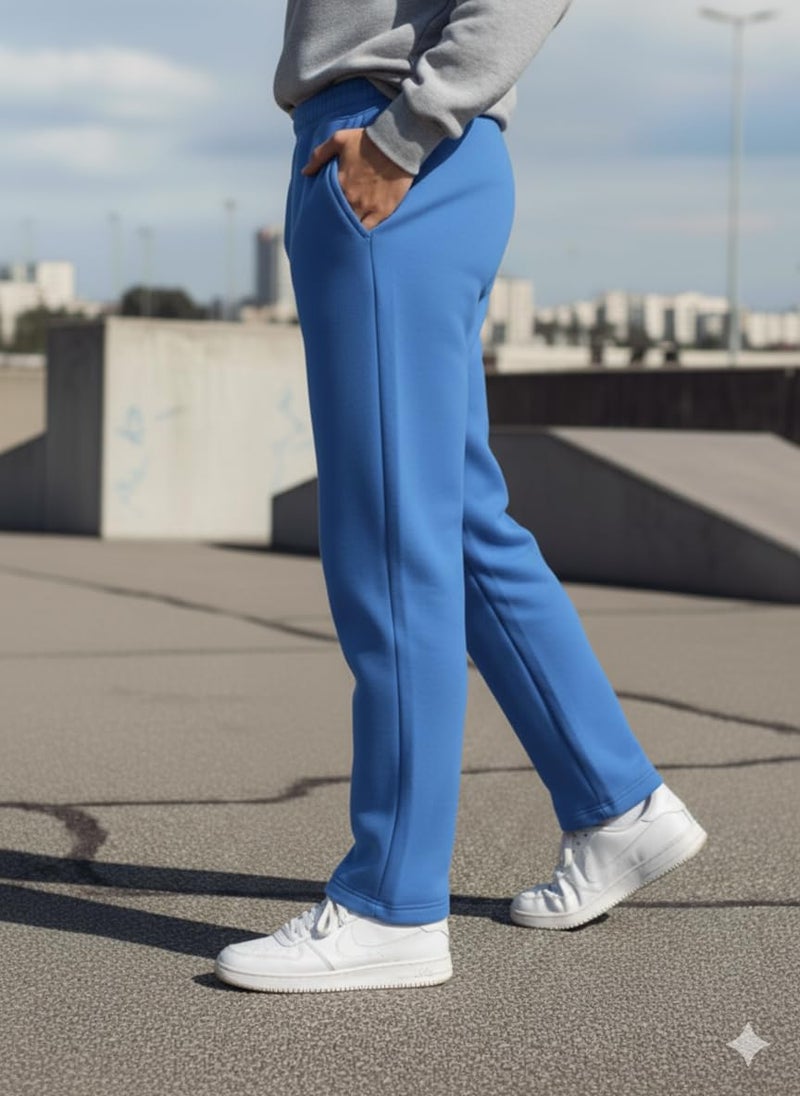 Mack Jonney Women’s Solid Fleece Track Pants | Warm & Durable Casual Lowers | Trendy Lowers-M5360 Sky Blue - Image 3