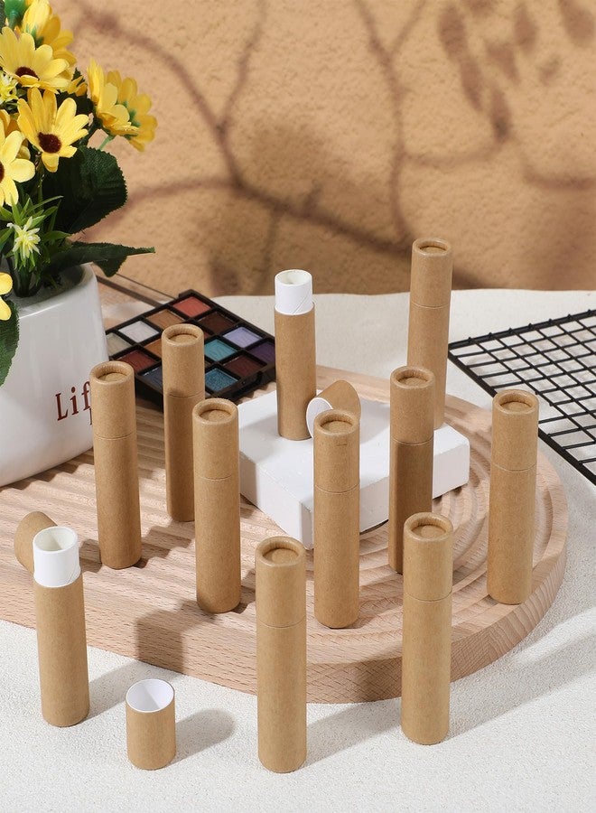 PercyEffie 20pcs 0.3oz Lip Balm Tubes Empty lip balm containers empty KraftPaperTube Holder,Push-Up Style for DIY Homemade, lips tubes bulk Natural Packaging Container- Brown - Image 2
