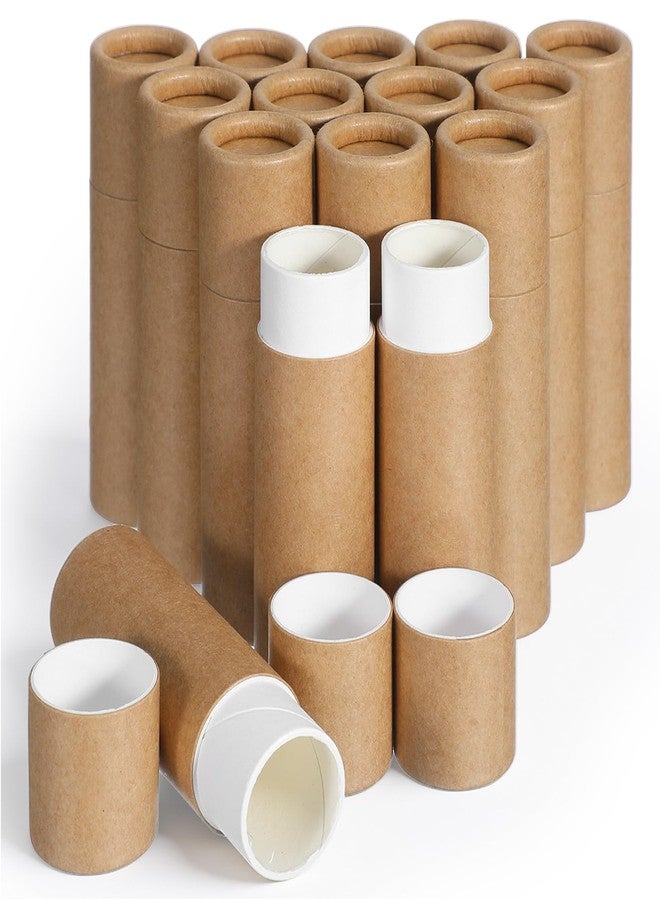PercyEffie 20pcs 0.3oz Lip Balm Tubes Empty lip balm containers empty KraftPaperTube Holder,Push-Up Style for DIY Homemade, lips tubes bulk Natural Packaging Container- Brown - Image 1