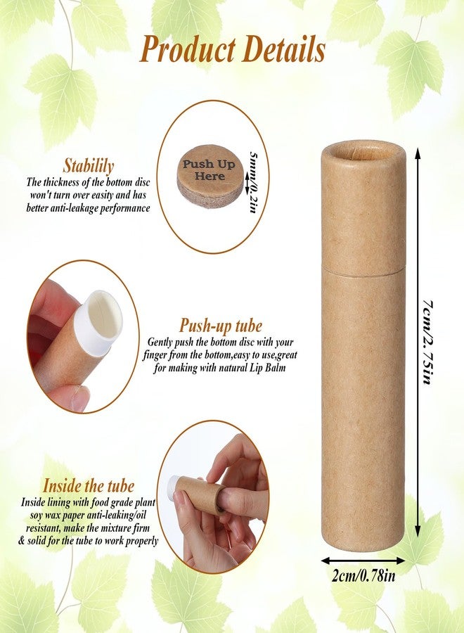 PercyEffie 20pcs 0.3oz Lip Balm Tubes Empty lip balm containers empty KraftPaperTube Holder,Push-Up Style for DIY Homemade, lips tubes bulk Natural Packaging Container- Brown - Image 3