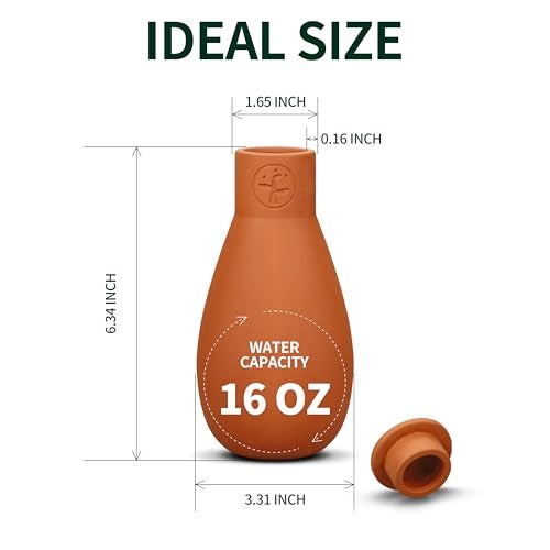 Soilagua 16 oz Olla Plant Watering Globes, Terracotta Watering Pots System, Self Watering Planter Insert for Outdoor & Indoor Plants, Vacation Plant Watering Devices Spikes Waterer, 4 Pack - Image 3