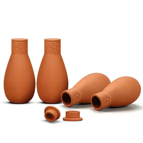 Soilagua 16 oz Olla Plant Watering Globes, Terracotta Watering Pots System, Self Watering Planter Insert for Outdoor & Indoor Plants, Vacation Plant Watering Devices Spikes Waterer, 4 Pack - Image 1