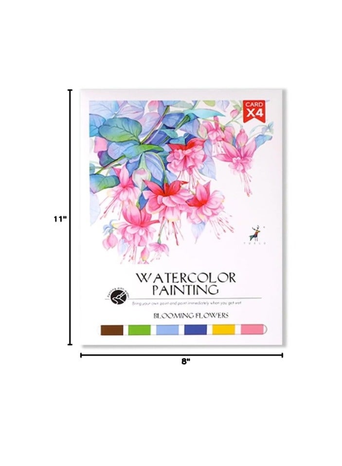 OASIS-TH Paint with Water Coloring Book DIY Watercolor Painting Set Book With Paint  Art Craft Travel with Relaxation for Kids Adults Beginners Bloom Flower 12.4 X 8.8 INCH  - Image 4