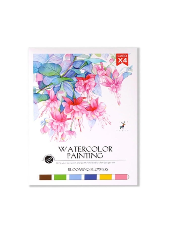 OASIS-TH Paint with Water Coloring Book DIY Watercolor Painting Set Book With Paint  Art Craft Travel with Relaxation for Kids Adults Beginners Bloom Flower 12.4 X 8.8 INCH  - Image 2