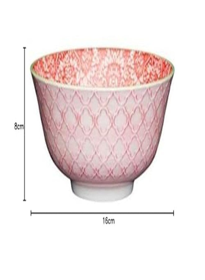 KitchenCraft Premium Red & Pink Victorian Style Print Ceramic Bowl | 15.7 cm Stoneware Serving, Soup, Salad & Pasta Bowl | Microwave & Dishwasher Safe with Footed Base | Elegant Decorative Tableware - Image 3
