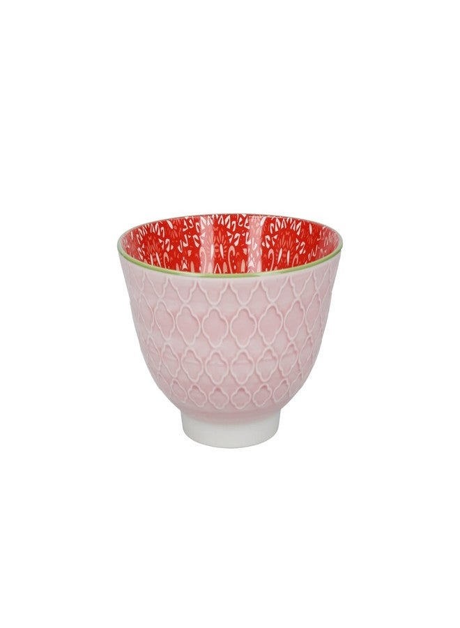 KitchenCraft Premium Red & Pink Victorian Style Print Ceramic Bowl | 15.7 cm Stoneware Serving, Soup, Salad & Pasta Bowl | Microwave & Dishwasher Safe with Footed Base | Elegant Decorative Tableware - Image 1