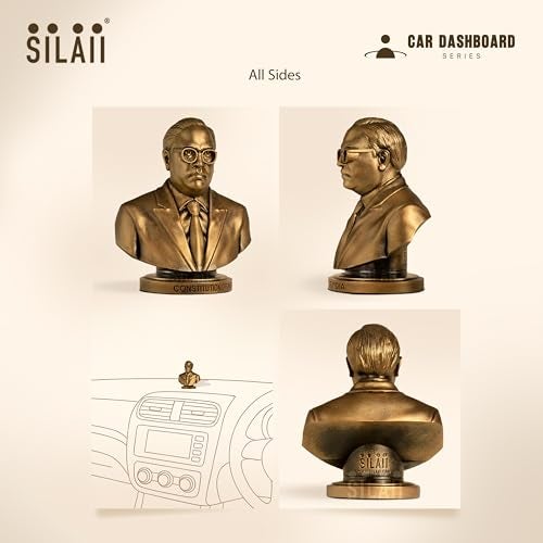 SILAII Dr. B. R. Ambedkar Car Dashboard Idol – 3 Inch | Miniature Statue for Car Interior Decor | Antique Bronze Finish | Ideal for Home, Office & Gifting - Image 5
