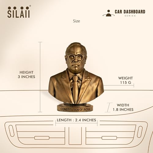 SILAII Dr. B. R. Ambedkar Car Dashboard Idol – 3 Inch | Miniature Statue for Car Interior Decor | Antique Bronze Finish | Ideal for Home, Office & Gifting - Image 2