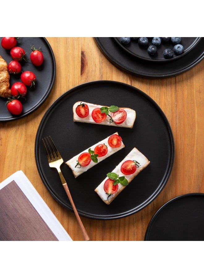 Stoneware Dinner Plates Set of 4,Safe Use Premium Ceramic Dinner Plates, Matte Black Stoneware, Microwavable and Dishwasher Safe, Modern Design, Set of 4 - Image 5