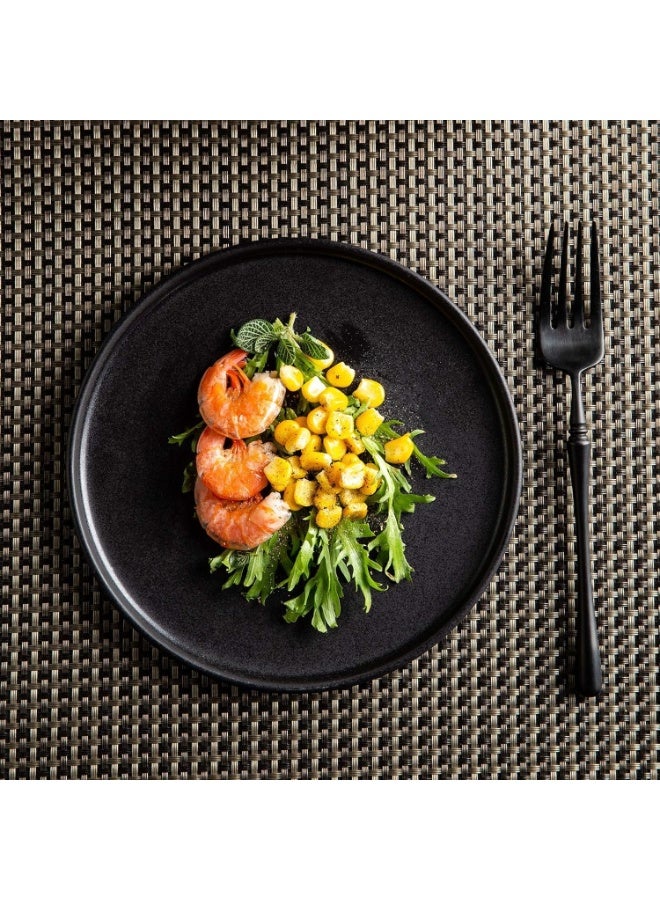 Stoneware Dinner Plates Set of 4,Safe Use Premium Ceramic Dinner Plates, Matte Black Stoneware, Microwavable and Dishwasher Safe, Modern Design, Set of 4 - Image 4