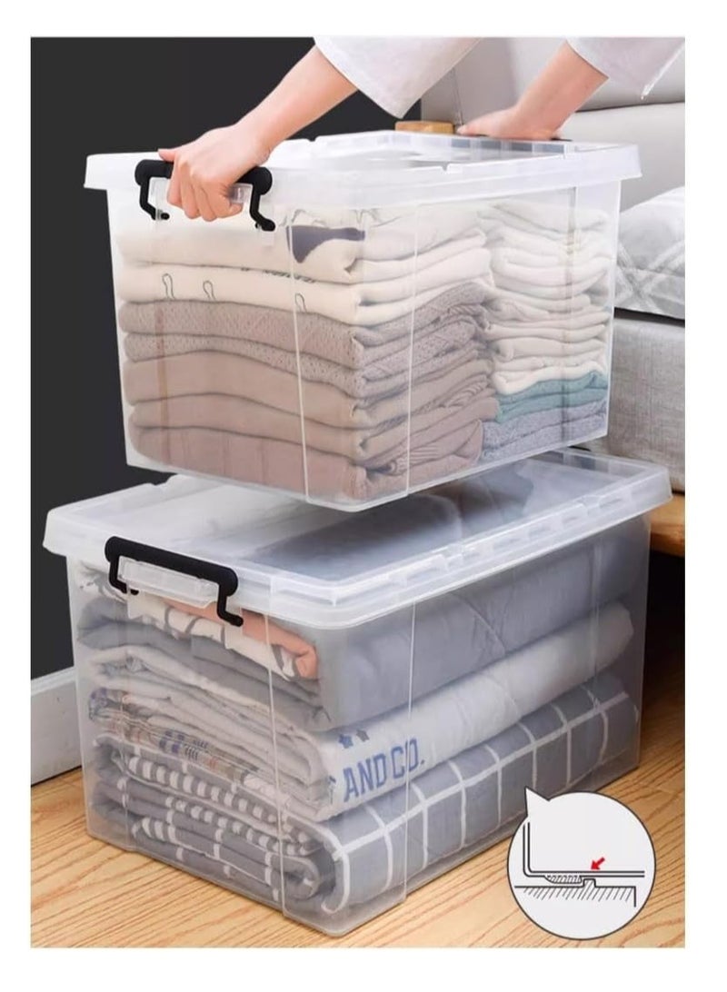 2PCS Plastic Storage Boxes, Transparent Lidded Storage Bins with Wheels, Clear Storage Box with Lid for Closet, Portable Storage Organizer for Storing Toys,Clothes,Shoes,Books,Bed Sheets (100#)  - Image 3