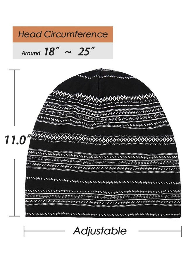 فوكوس كير قبعة النوم FocusCare، حماية الشعر المجعد، ذيل طويل، هدايا للنساء في الصيف، أسود وأبيض - Image 4