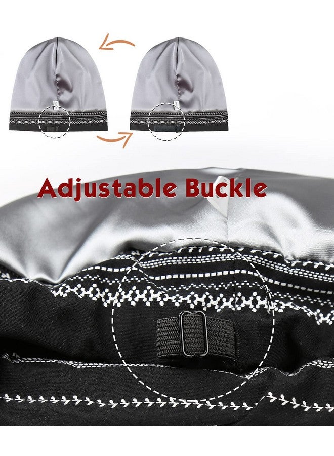 فوكوس كير قبعة النوم FocusCare، حماية الشعر المجعد، ذيل طويل، هدايا للنساء في الصيف، أسود وأبيض - Image 3