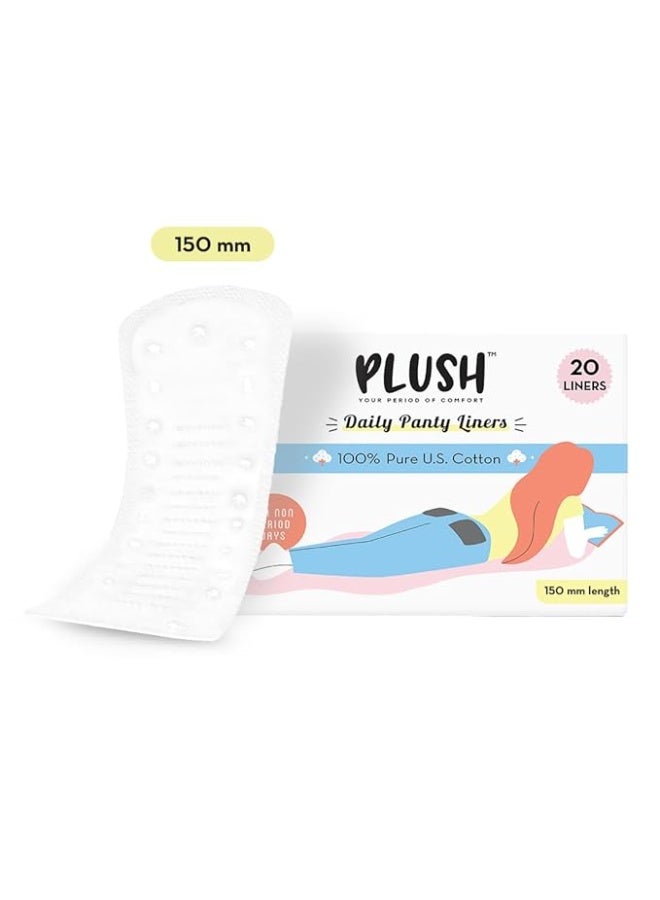 بلش فوط صحية رقيقة للغاية للاستخدام اليومي للنساء، 20 فوطة | سمك 1 مم، طول 150 مم | فوط صحية مصنوعة من القطن الأمريكي الخالص لدورة شهرية خالية من الطفح الجلدي | مناسبة للبشرة الحساسة | خالية من السموم والبارابين - Image 4