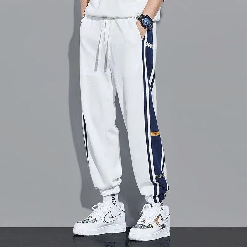 White Pants Men'S Korean-Style Fashionable Boys Loose Straight Trendy Brand Plus Size Casual Sports Trousers - Image 1