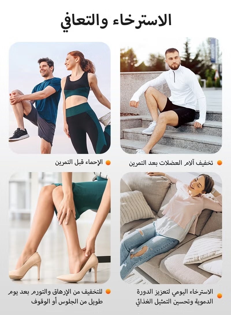 ريلاكس سمارت مدلك الساق مع حرارة، جهاز تدليك بالضغط الهوائي للقدم والساق، أداة تدليك محمولة للساق بالكامل على شكل حذاء مع مستويين من الحرارة و6 أوضاع و6 درجات شدة لتحسين الدورة الدموية وتخفيف الألم - Image 5