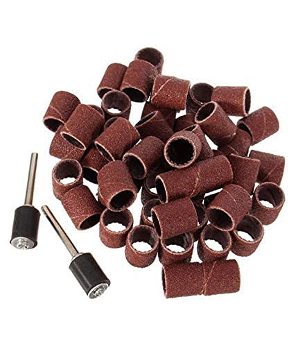 Fozti 51pcs Sanding Drum Set for Dremel and All Other Rotary Tools with Corded Electric 51 Replaceable Sanding Bands 6 Rubber Drum Mandrels for Wood Metal Work Jewellery Model Making DIY Crafts - Image 3