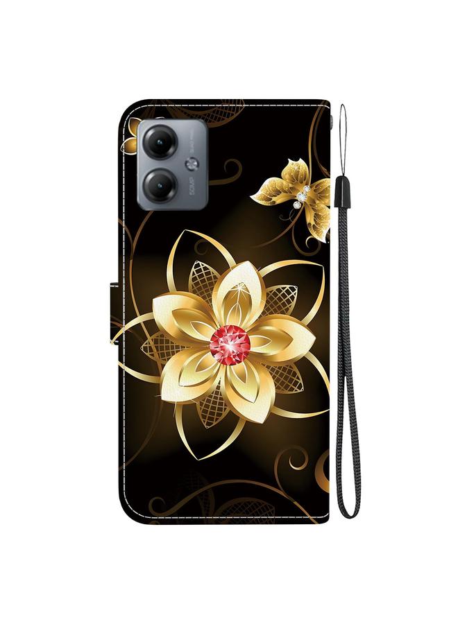 اس-توب جراب لهاتف موتورولا موتو جي 14 مصنوع من الجلد بتصميم كريستالي ملون - Image 3