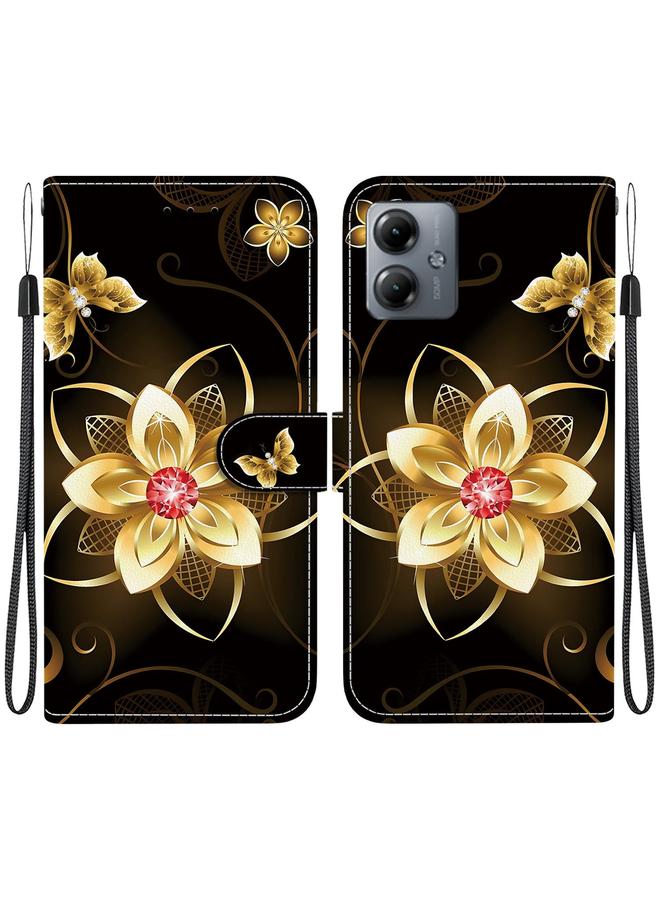 اس-توب جراب لهاتف موتورولا موتو جي 14 مصنوع من الجلد بتصميم كريستالي ملون - Image 1