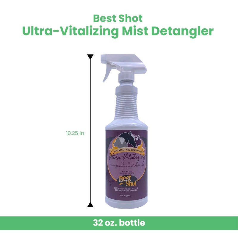 Best Shot Ultra-Vitalizing Mist Detangler and Conditioner with Pet Coat Release Technology, Moisturizing Conditioner for Dogs, Cats, and Horses, Hypoallergenic, 32 Oz. - Image 2