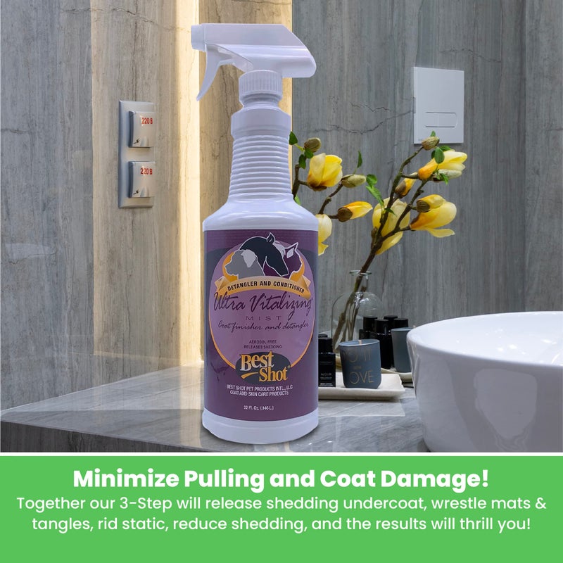 Best Shot Ultra-Vitalizing Mist Detangler and Conditioner with Pet Coat Release Technology, Moisturizing Conditioner for Dogs, Cats, and Horses, Hypoallergenic, 32 Oz. - Image 5