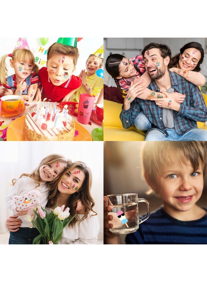 8 Sheets (96PCS) Ice Cream Temporary Tattoos Birthday Party Decorations Favors Tattoos Stickers Cute Party Supplies Kids Girls Boys Gifts Classroom School Prizes Themed - Image 4