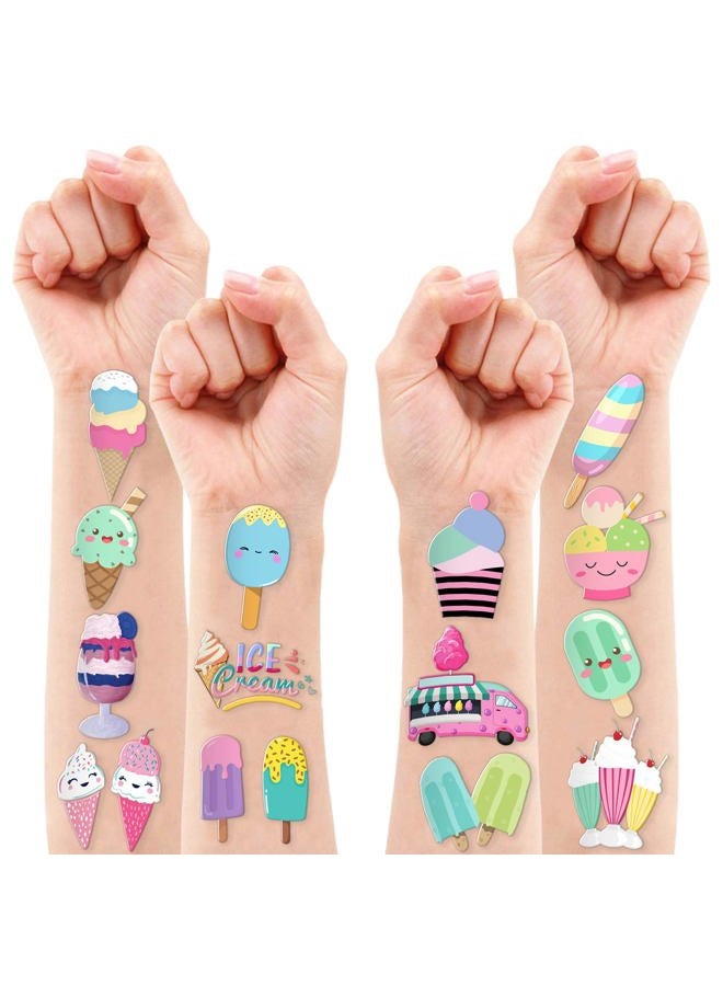 8 Sheets (96PCS) Ice Cream Temporary Tattoos Birthday Party Decorations Favors Tattoos Stickers Cute Party Supplies Kids Girls Boys Gifts Classroom School Prizes Themed - Image 2