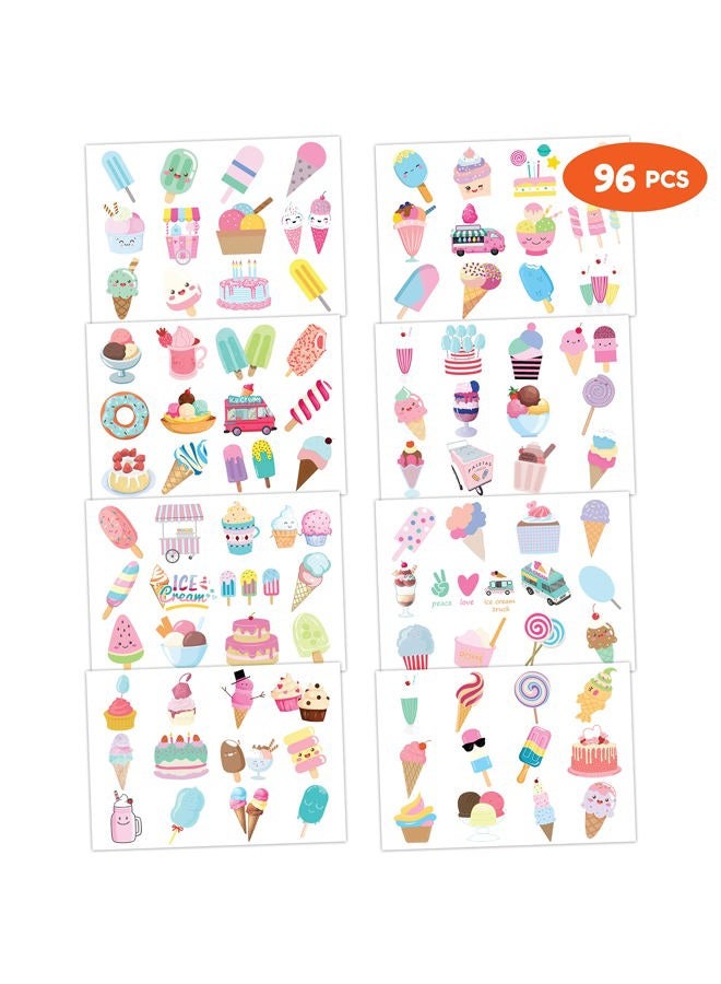 8 Sheets (96PCS) Ice Cream Temporary Tattoos Birthday Party Decorations Favors Tattoos Stickers Cute Party Supplies Kids Girls Boys Gifts Classroom School Prizes Themed - Image 5