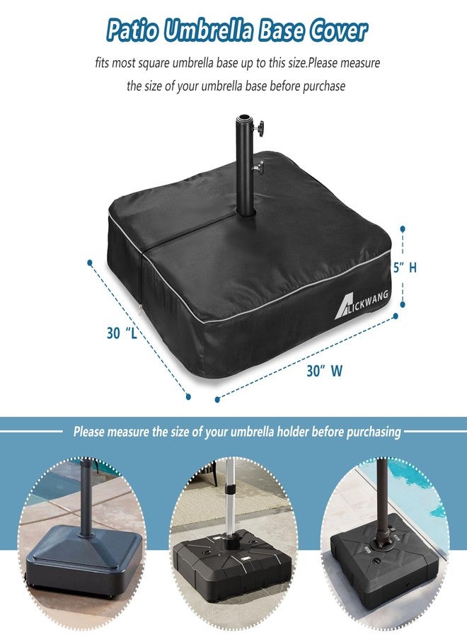 Alickwang Patio Umbrella Base Cover,Heavy Duty 600D Waterproof Anti-UV Outdoor Square Umbrella Stand Base Cover,30"L x 30"W x 5"H,Cover Only. - Image 2