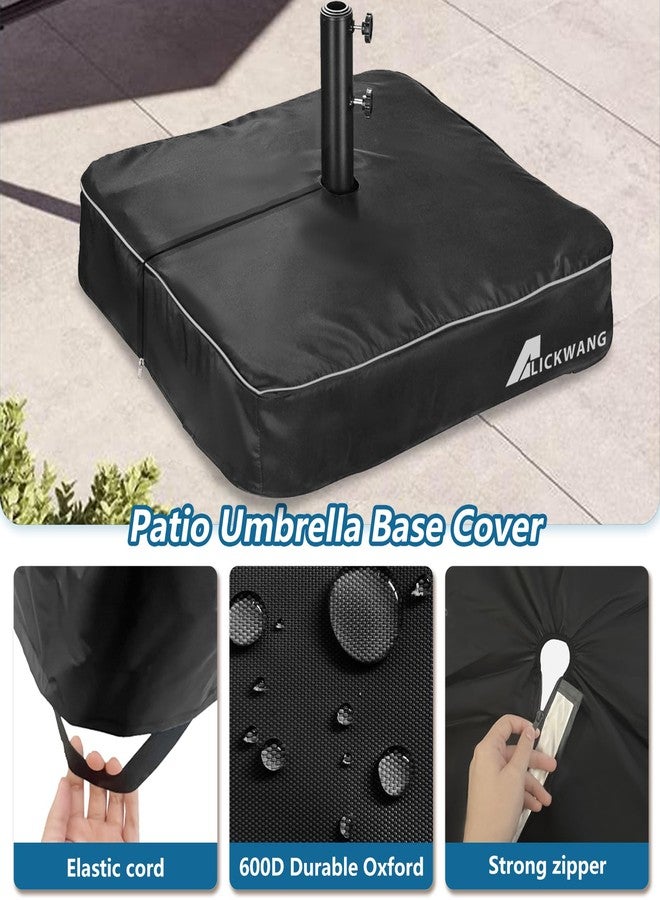 Alickwang Patio Umbrella Base Cover,Heavy Duty 600D Waterproof Anti-UV Outdoor Square Umbrella Stand Base Cover,30"L x 30"W x 5"H,Cover Only. - Image 3