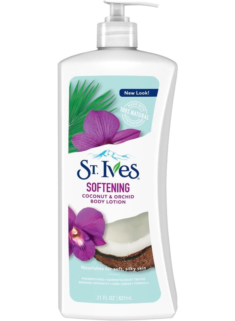St. Ives Softening Coconut & Orchid Body Lotion| Organic Skin Renewing Lotion For Smooth & Supple Skin| Deeply Hydrates & Nourishes| Paraben-Free & Non-Greasy| Dermatologically Tested| 621ml