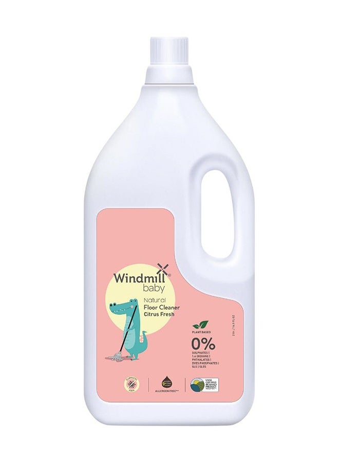 Windmill baby منظف أرضيات طبيعي معتمد من وزارة الزراعة الأمريكية للأطفال، خالي من المواد المسببة للحساسية والكحول، صديق للأطفال والحيوانات الأليفة، برائحة الحمضيات، مناسب لجميع أنواع الأرضيات - 2000 مل - Image 1