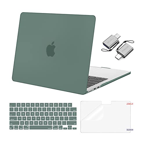 MOSISO Compatible with MacBook Air 13 inch Case 2025 2024 2023 2022 M4 A3240 M3 A3113 M2 A2681, Plastic Hard Shell&Keyboard Cover&Screen Film&Type C for MacBook Air 13.6 inch Case, Emerald Green - Image 1