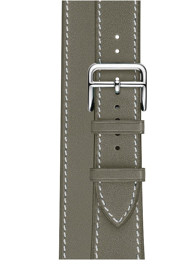 Perfii - Single Color Double Circle Long Replacement Watch Strap Suitable For Apple Watch Series 38/40/41mm Gray - Image 1
