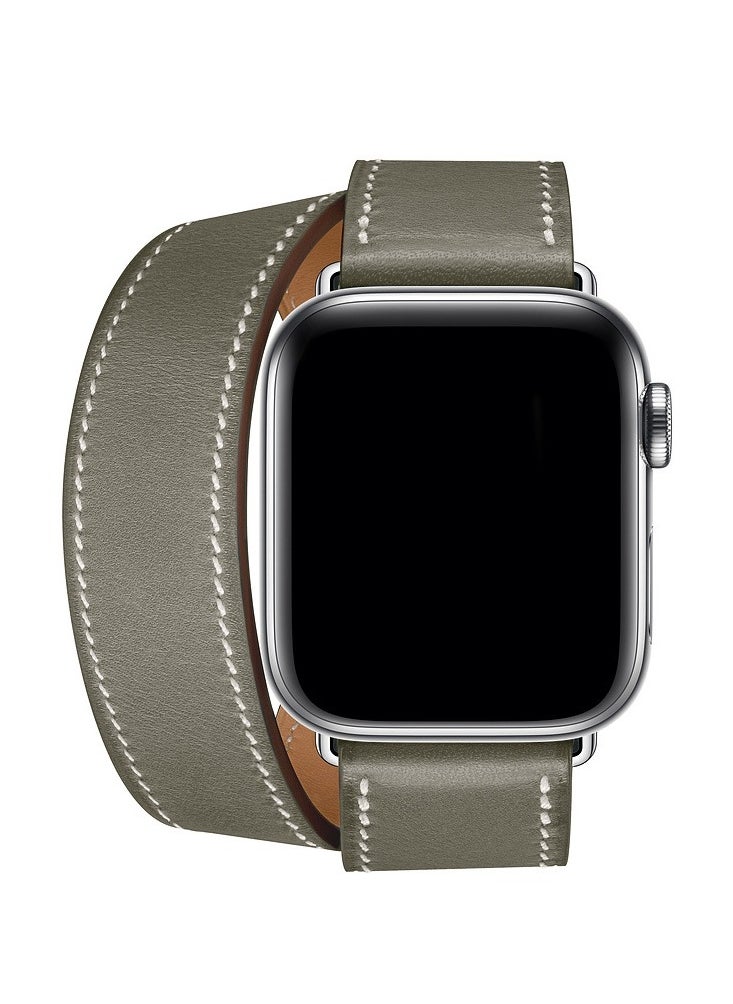 Perfii - Single Color Double Circle Long Replacement Watch Strap Suitable For Apple Watch Series 38/40/41mm Gray - Image 1