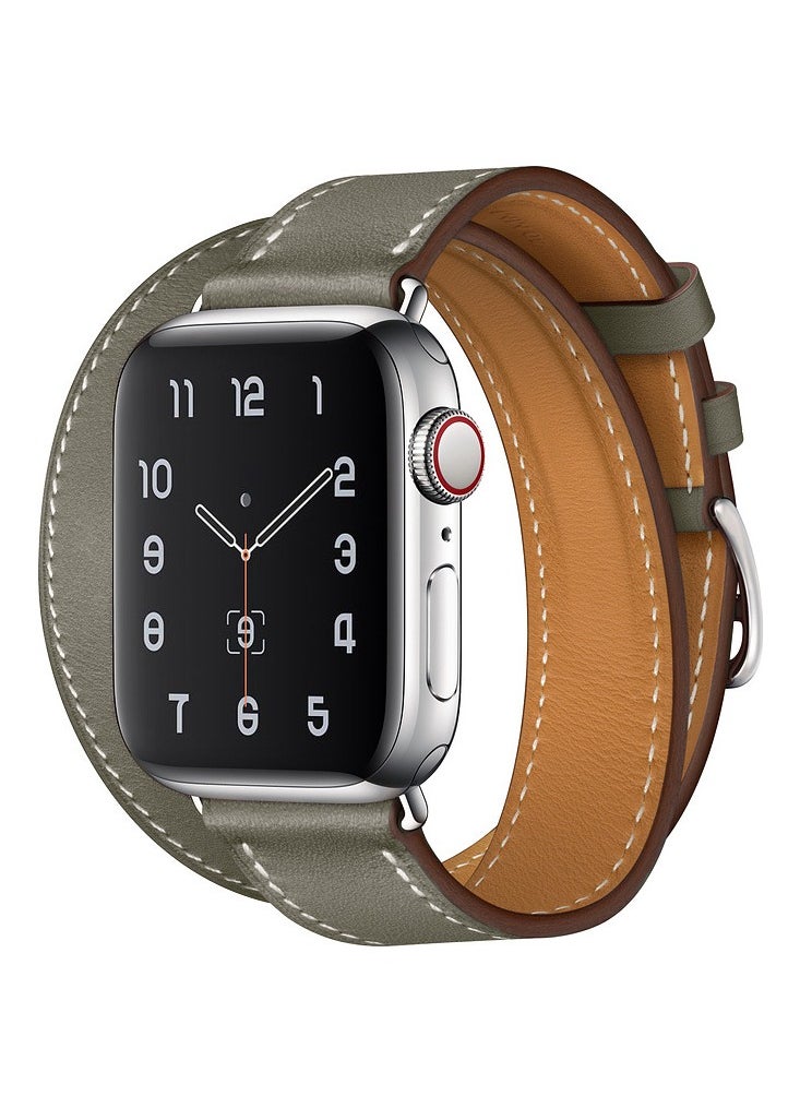 Perfii - Single Color Double Circle Long Replacement Watch Strap Suitable For Apple Watch Series 38/40/41mm Gray - Image 1