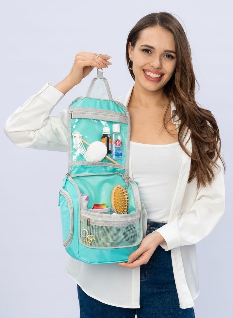 مورانو شنطة تنظيم للسفر متعددة الوظائف لمستحضرات التجميل ومستحضرات التجميل والمكياج والحلاقة للرجال والنساء شنطة معلقة لتنظيم ادوات الزينة والسفر - Image 2