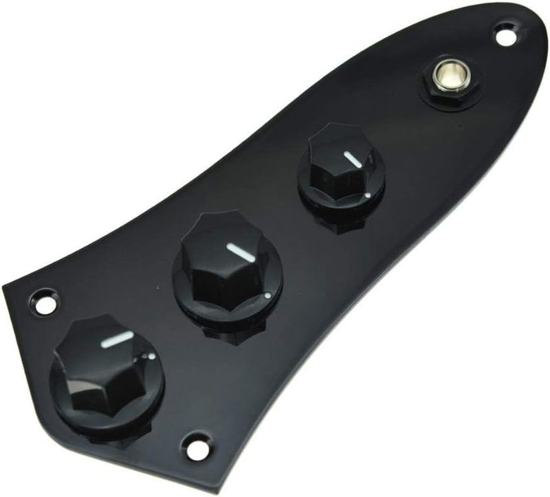 KAISH Fully Loaded Control Plate Pre-Wired Control Plate with Wiring Harness for Jazz J Bass Black - Image 1
