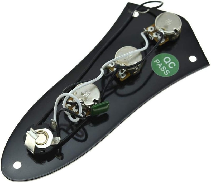 KAISH Fully Loaded Control Plate Pre-Wired Control Plate with Wiring Harness for Jazz J Bass Black - Image 3