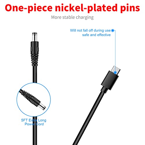 MEROM Universal 5V DC Type-C Power Cable, USB C to DC 5.5x2.1mm Charging Cord Plug with 8 Connector Tips(5.5x2.5, 4.8x1.7, 4.0x1.7, 3.5x1.35, 2.5x0.7, Micro USB, Type-C, Universal Connector) - Image 5