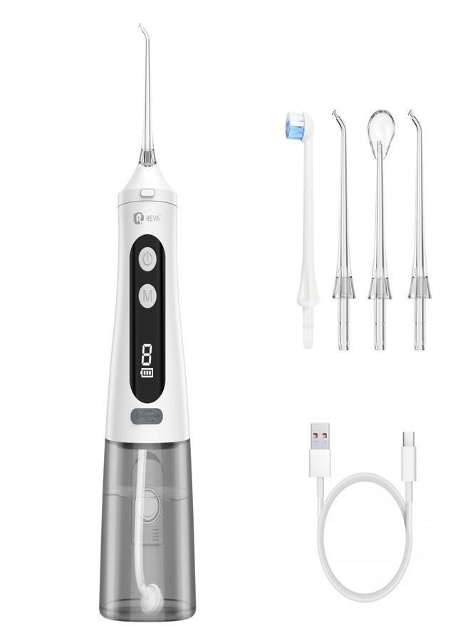 R REVA Professional Water Dental Flosser for Teeth & Braces - 9 Modes Cordless Oral Irrigator, 350ML Large Reservoir, 360° Nozzle, IPX7 Waterproof, Rechargeable, Dental Floss Tool (M131 - White) - Image 5