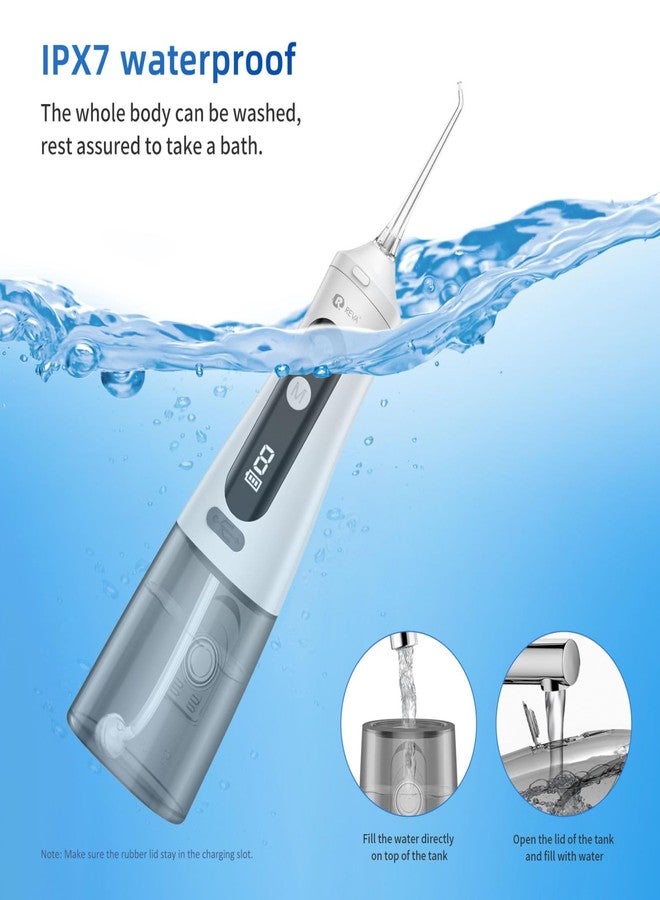 R REVA Professional Water Dental Flosser for Teeth & Braces - 9 Modes Cordless Oral Irrigator, 350ML Large Reservoir, 360° Nozzle, IPX7 Waterproof, Rechargeable, Dental Floss Tool (M131 - White) - Image 3