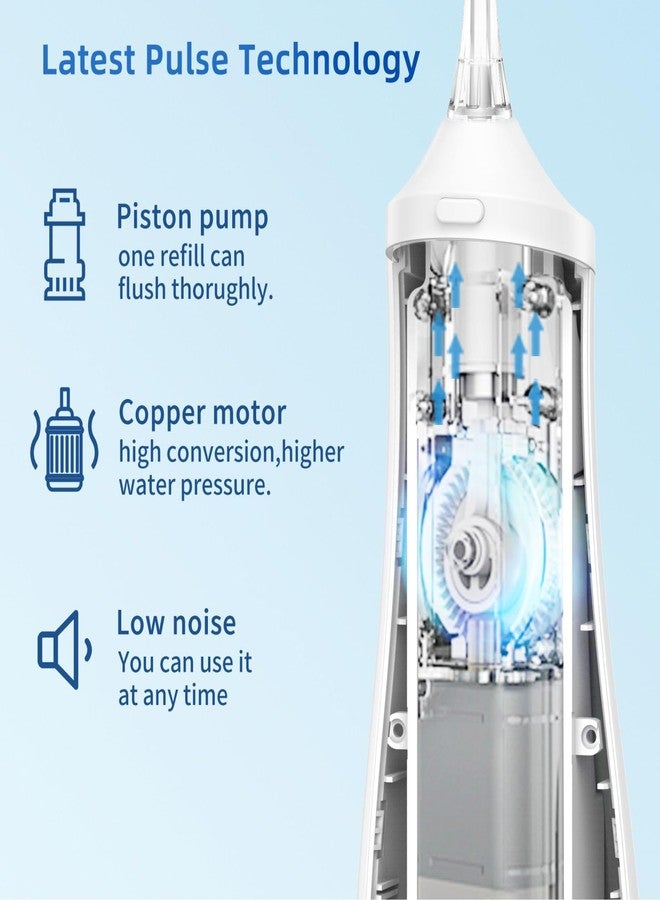 R REVA Professional Water Dental Flosser for Teeth & Braces - 9 Modes Cordless Oral Irrigator, 350ML Large Reservoir, 360° Nozzle, IPX7 Waterproof, Rechargeable, Dental Floss Tool (M131 - White) - Image 4